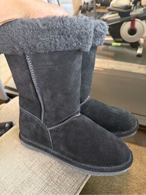 Bearpaw Black Suede Faux Shearling Winter Boots